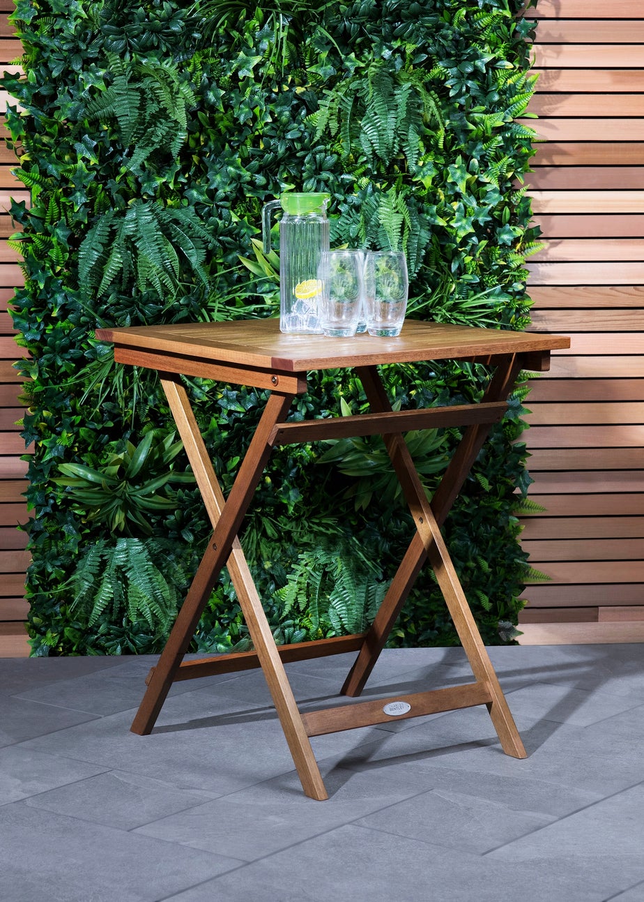 Charles Bentley Wooden Square Foldable Table FSC Certified (H74cm x W60cm x D60cm)