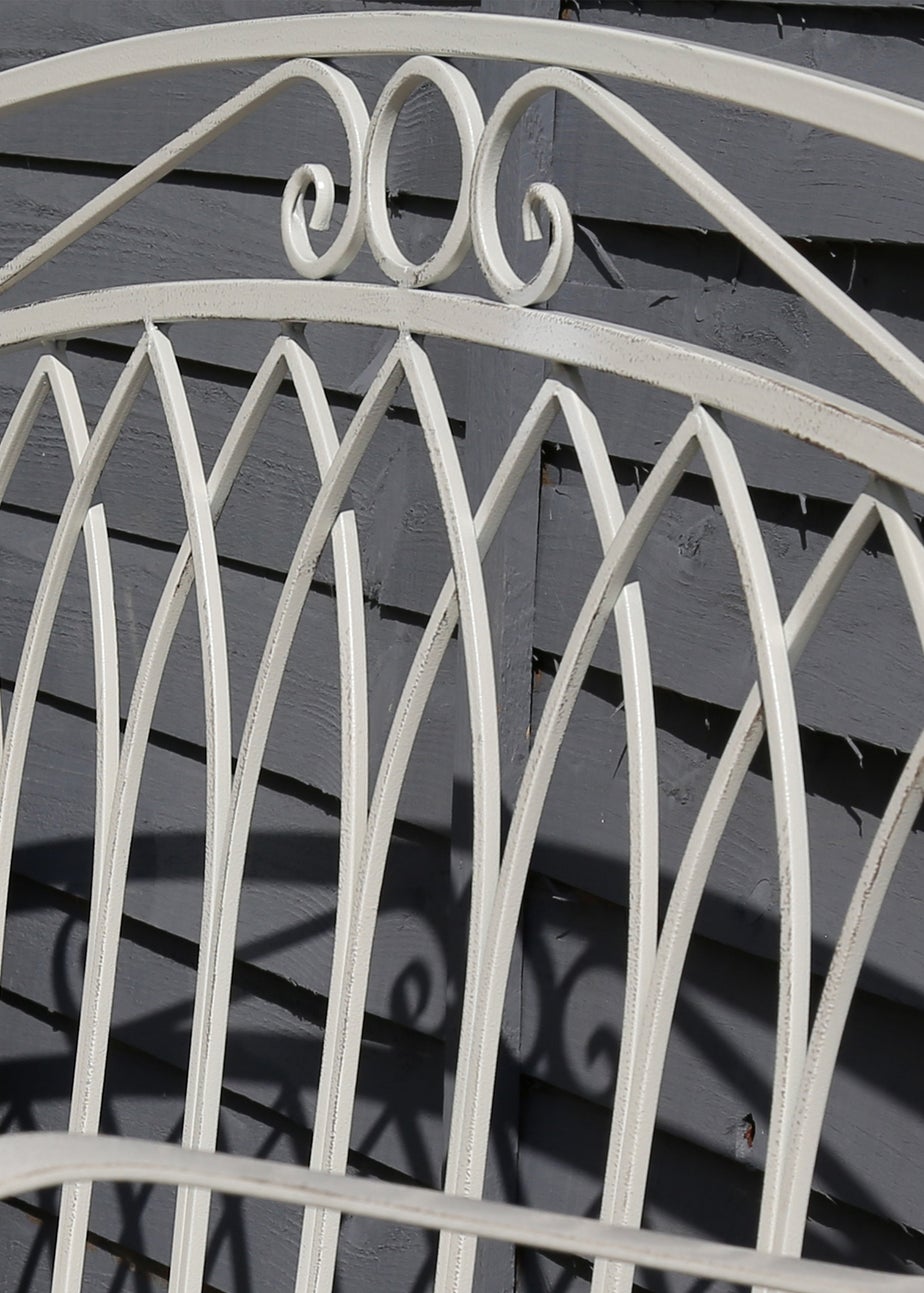 Charles Bentley Wrought Iron Feminine Bench Antique White (H89cm x L104.5cm x W54cm)