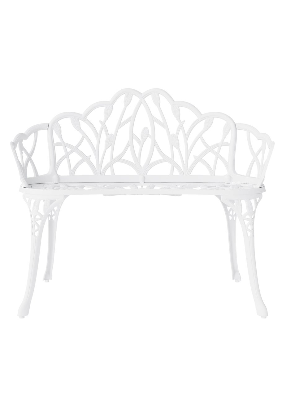 Charles Bentley White Tulip Cast Aluminium Metal 2 Seats Garden