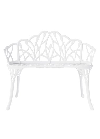 Charles Bentley White Tulip Cast Aluminium Metal 2 Seats Garden