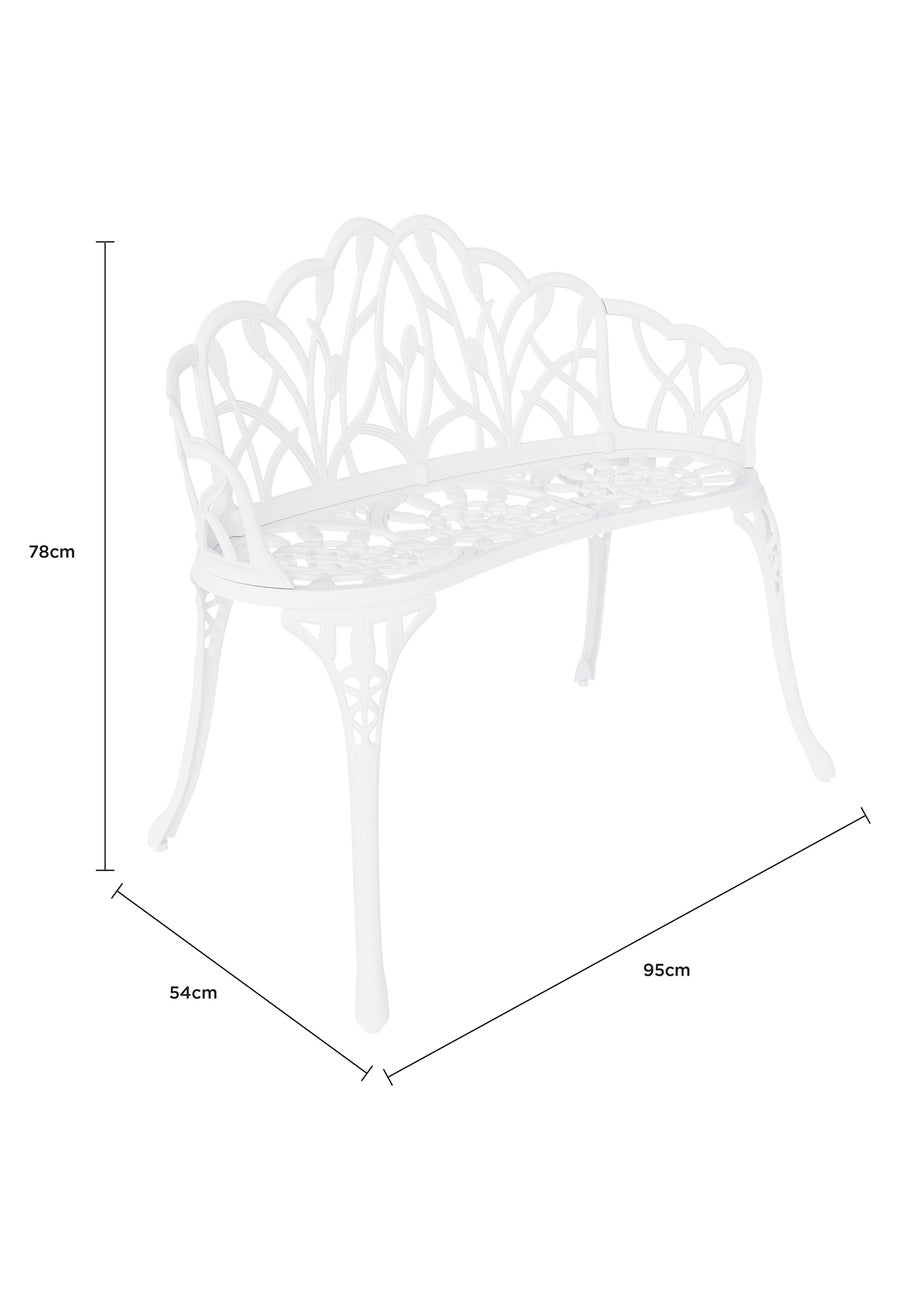 Charles Bentley White Tulip Cast Aluminium Metal 2 Seats Garden
