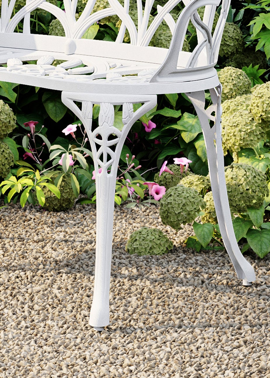 Charles Bentley White Tulip Cast Aluminium Metal 2 Seats Garden