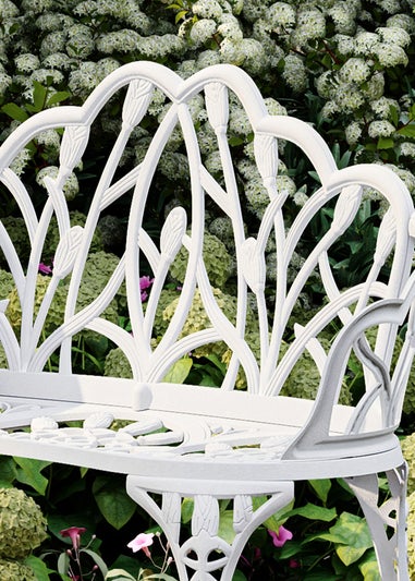 Charles Bentley White Tulip Cast Aluminium Metal 2 Seats Garden