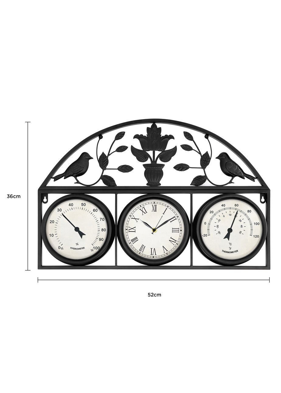 Charles Bentley Rutland Outdoor Triple Faced Wall Clock (H44cm x W66cm)