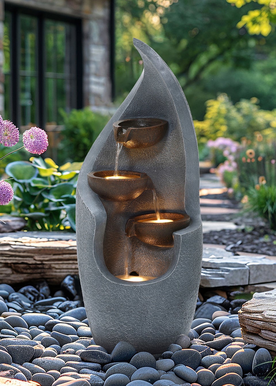 Charles Bentley Tiber Cascading Water Feature (H67cm x W27.5cm x D27cm)