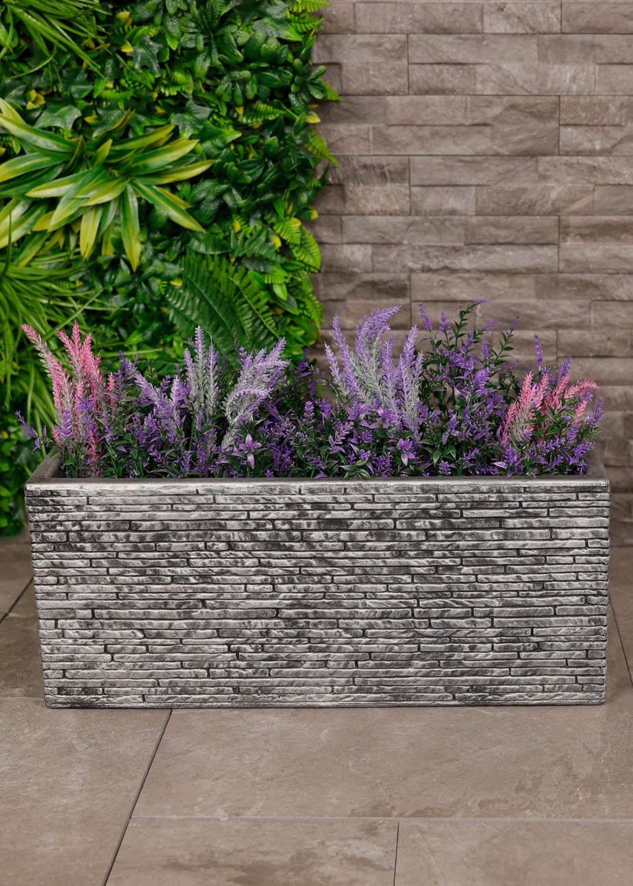 Charles Bentley Trough Slate Planter Plastic Plant Pot (H25cm x L60cm x W25.5cm)