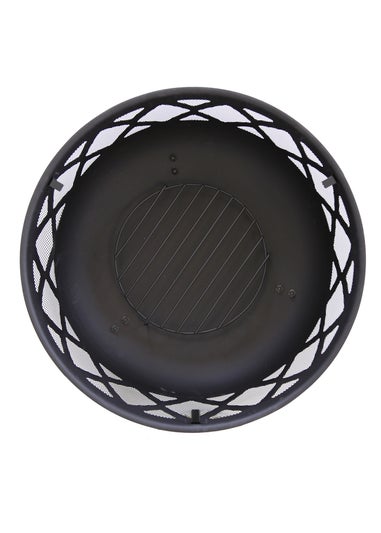 Charles Bentley Round Black Fire Pit (H58cm x W61cm x D61cm)