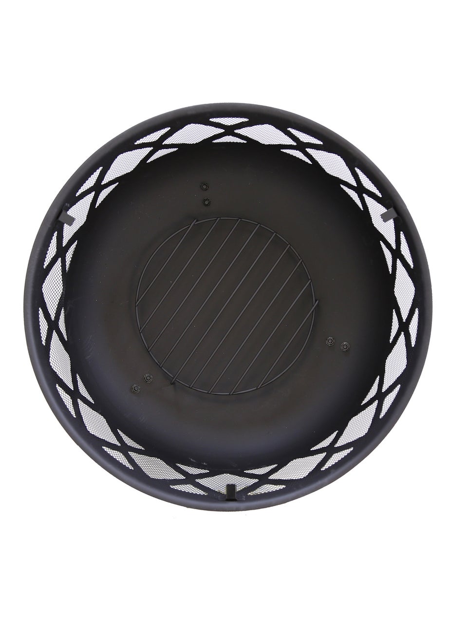 Charles Bentley Round Black Fire Pit (H58cm x W61cm x D61cm)