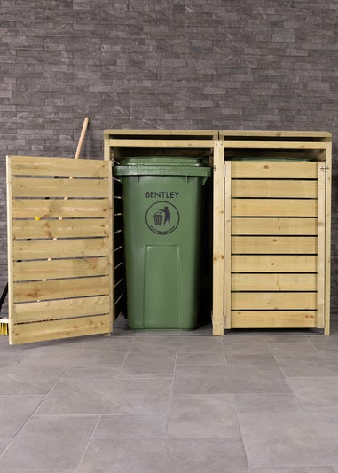 Charles Bentley Double Wooden Wheelie Bin Storage Unit Dustbin Pressure Treated