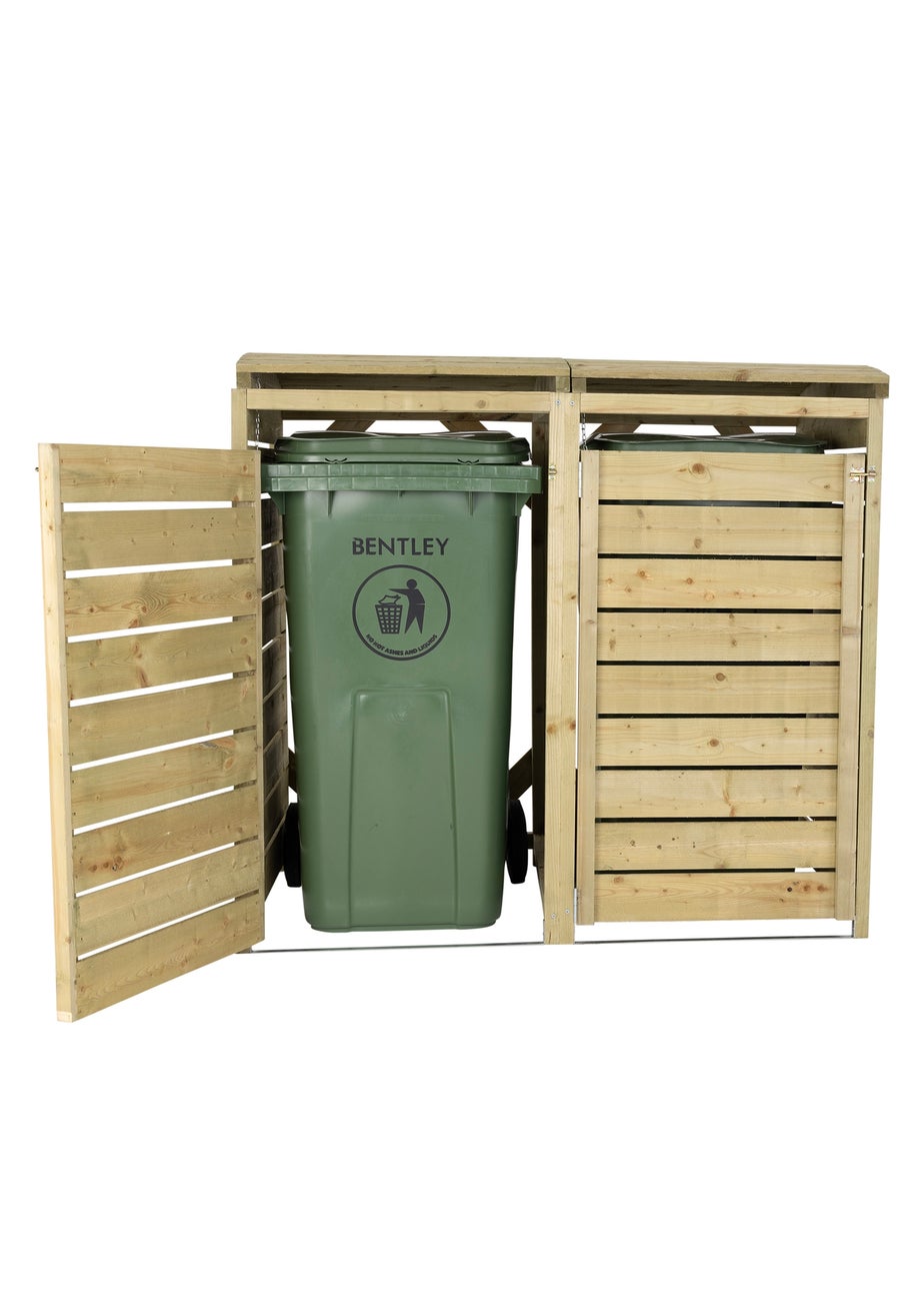 Charles Bentley Double Wooden Wheelie Bin Storage Unit Dustbin Pressure Treated
