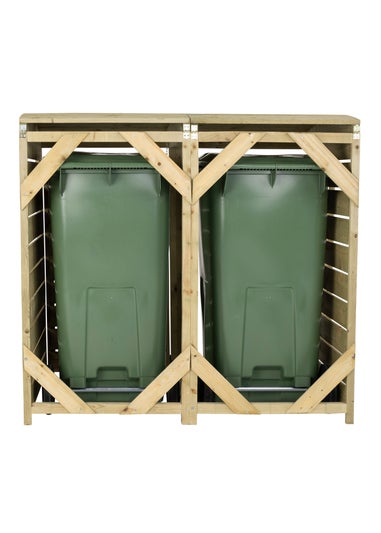 Charles Bentley Double Wooden Wheelie Bin Storage Unit Dustbin Pressure Treated