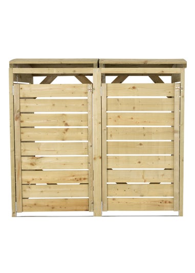 Charles Bentley Double Wooden Wheelie Bin Storage Unit Dustbin Pressure Treated