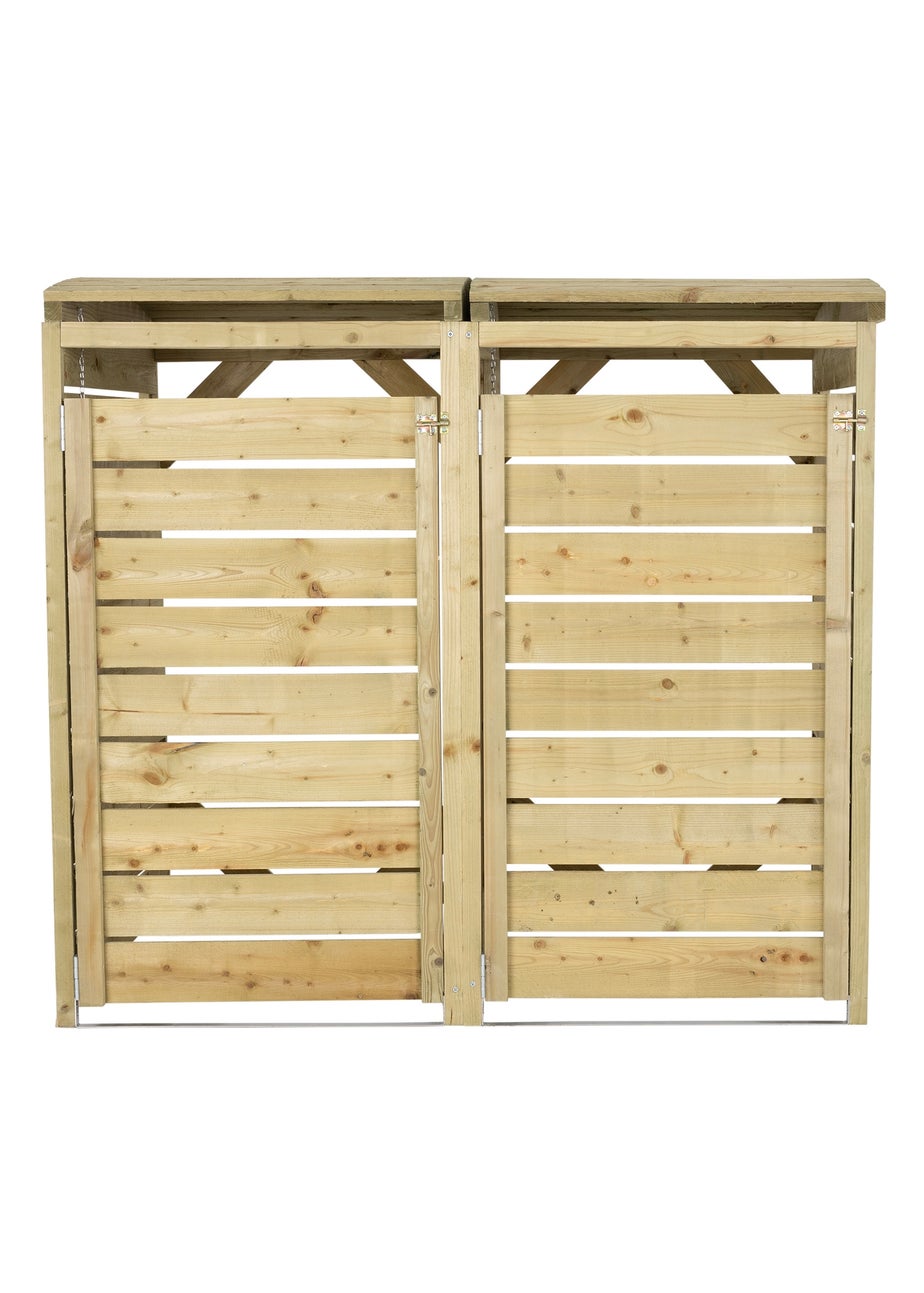 Charles Bentley Double Wooden Wheelie Bin Storage Unit Dustbin Pressure Treated