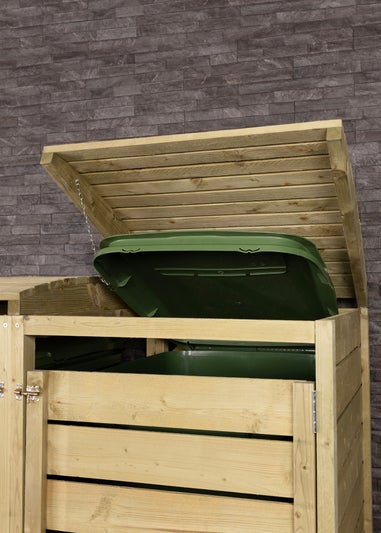 Charles Bentley Double Wooden Wheelie Bin Storage Unit Dustbin Pressure Treated