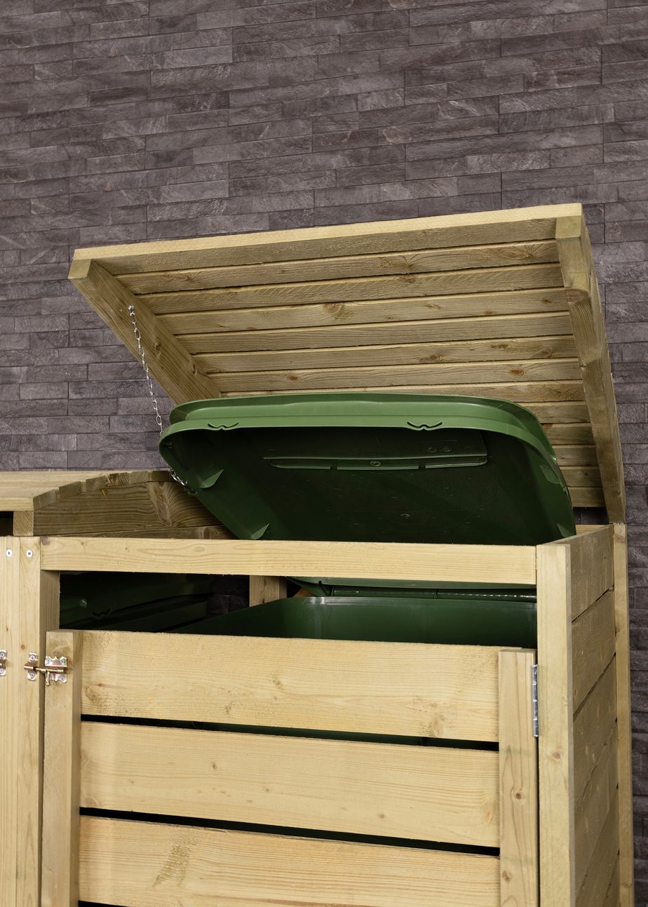 Charles Bentley Double Wooden Wheelie Bin Storage Unit Dustbin Pressure Treated