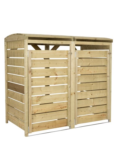 Charles Bentley Double Wooden Wheelie Bin Storage Unit Dustbin Pressure Treated