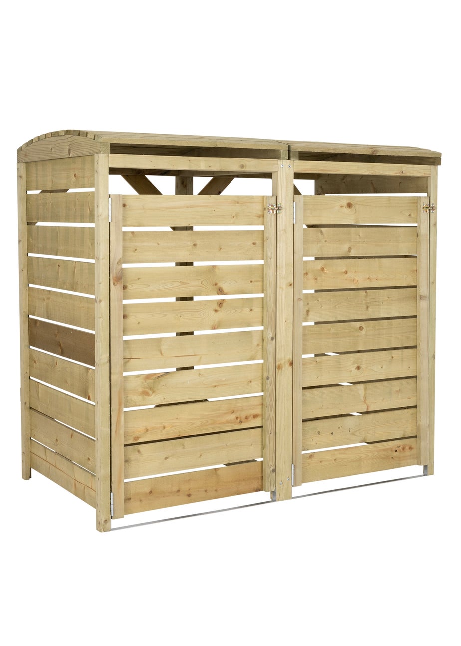 Charles Bentley Double Wooden Wheelie Bin Storage Unit Dustbin Pressure Treated