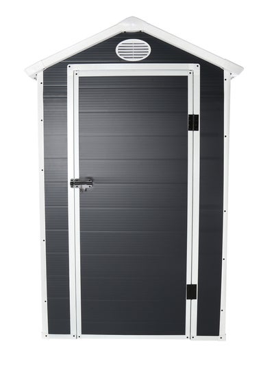 Charles Bentley Plastic Storage Shed Grey Small Roof Outdoor Tall (L4.4ft x W3.4ft)