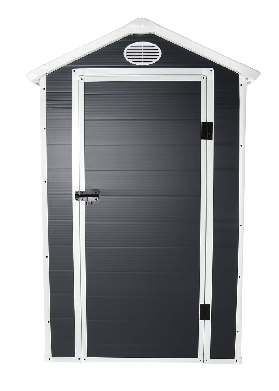 Charles Bentley Plastic Storage Shed Grey Small Roof Outdoor Tall (L4.4ft x W3.4ft)