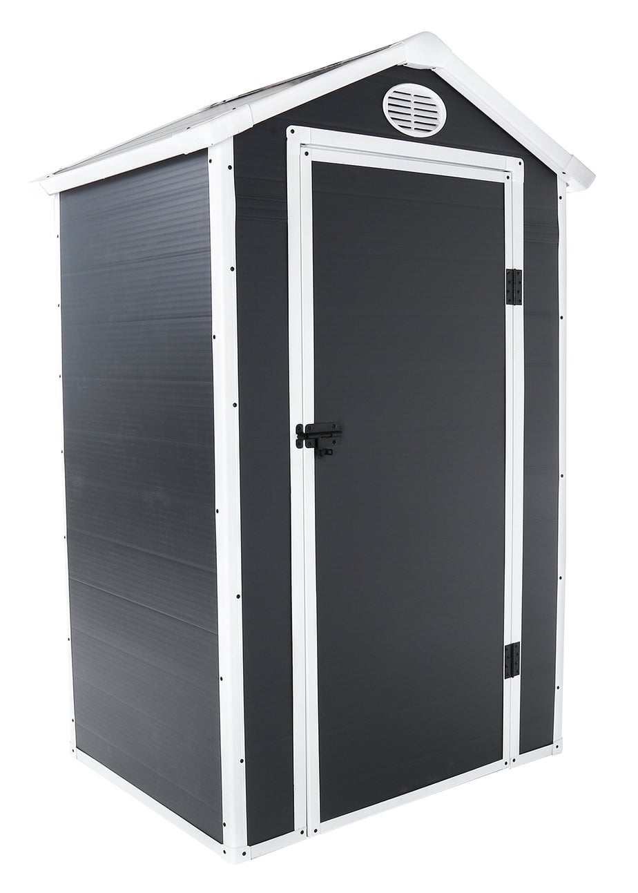 Charles Bentley Plastic Storage Shed Grey Small Roof Outdoor Tall (L4.4ft x W3.4ft)