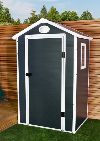 Charles Bentley Plastic Storage Shed Grey Small Roof Outdoor Tall (L4.4ft x W3.4ft)