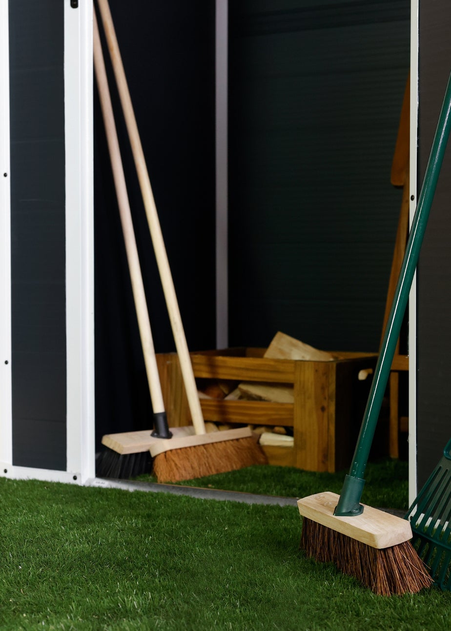 Charles Bentley Plastic Storage Shed Grey Small Roof Outdoor Tall (L4.4ft x W3.4ft)