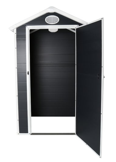 Charles Bentley Plastic Storage Shed Grey Small Roof Outdoor Tall (L4.4ft x W3.4ft)