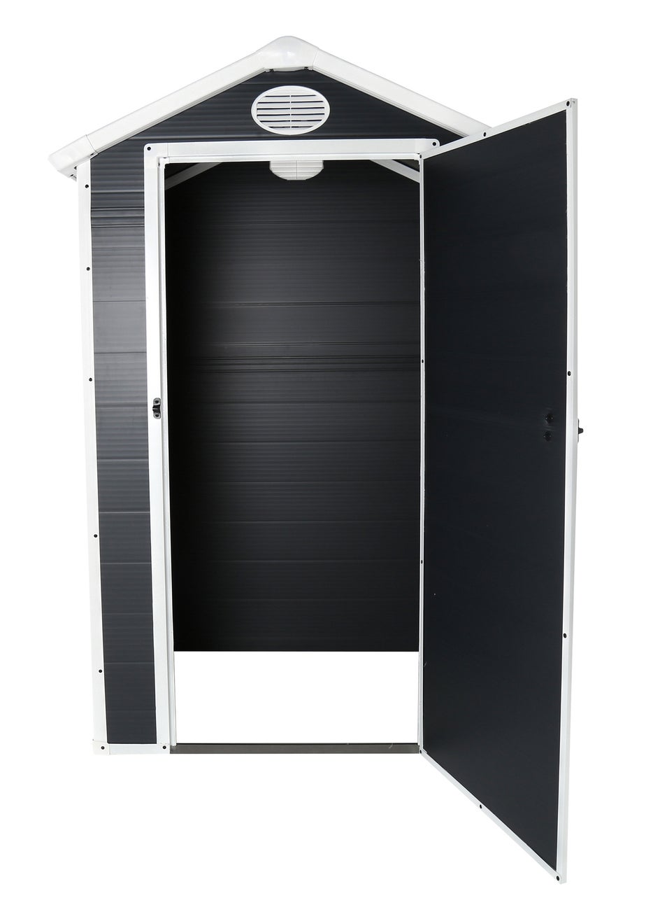 Charles Bentley Plastic Storage Shed Grey Small Roof Outdoor Tall (L4.4ft x W3.4ft)