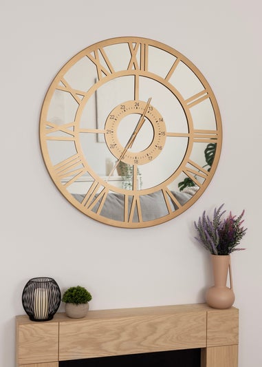 Charles Bentley Coniston Indoor Outdoor Mirrored Skeleton Wall Clock (Dia. 80cm)