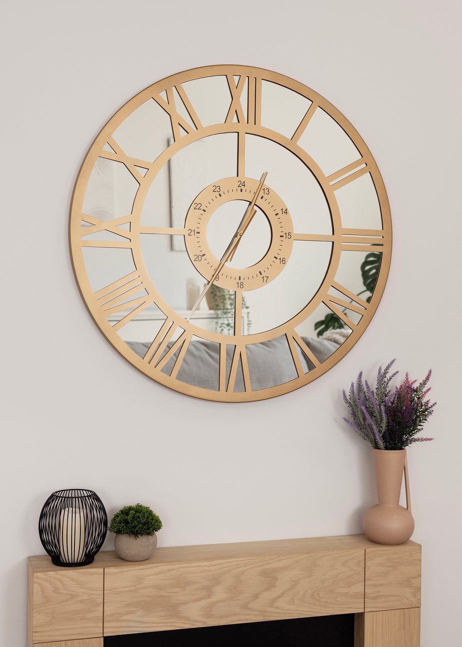 Charles Bentley Coniston Indoor Outdoor Mirrored Skeleton Wall Clock (Dia. 80cm)