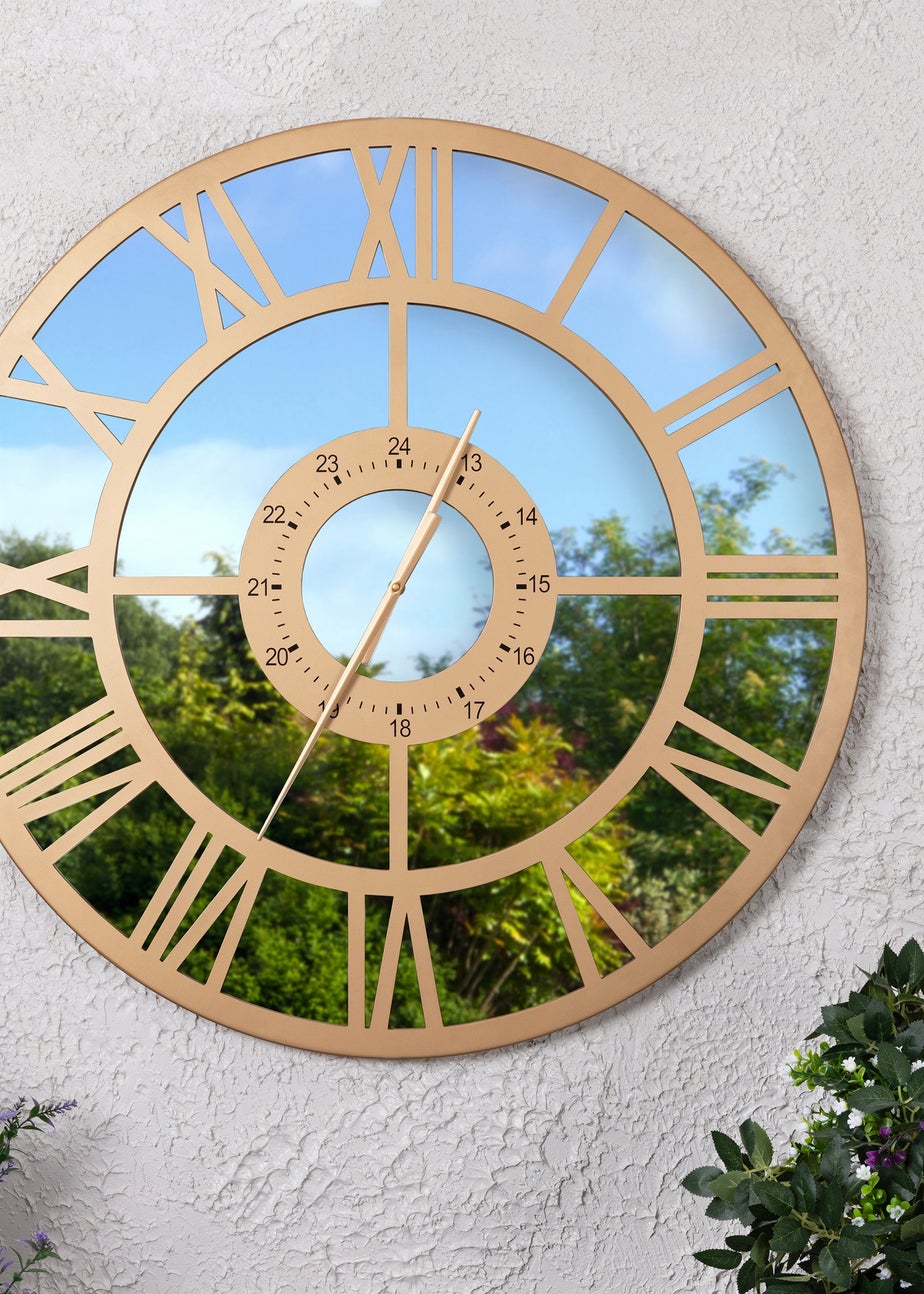 Charles Bentley Coniston Indoor Outdoor Mirrored Skeleton Wall Clock (Dia. 80cm)