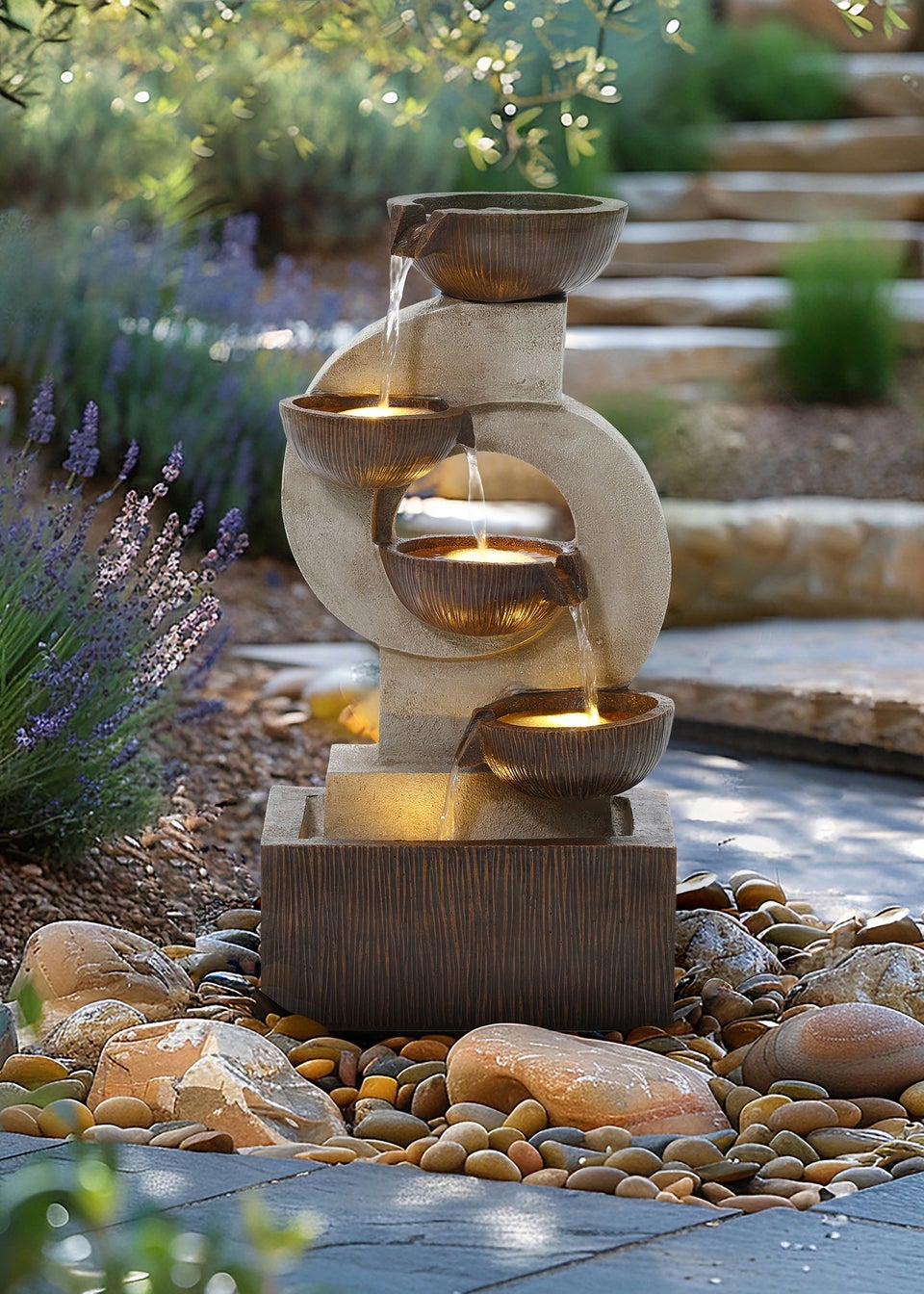 Charles Bentley Nile Cascading Water Feature (H59.5cm x W31cm x D25cm)