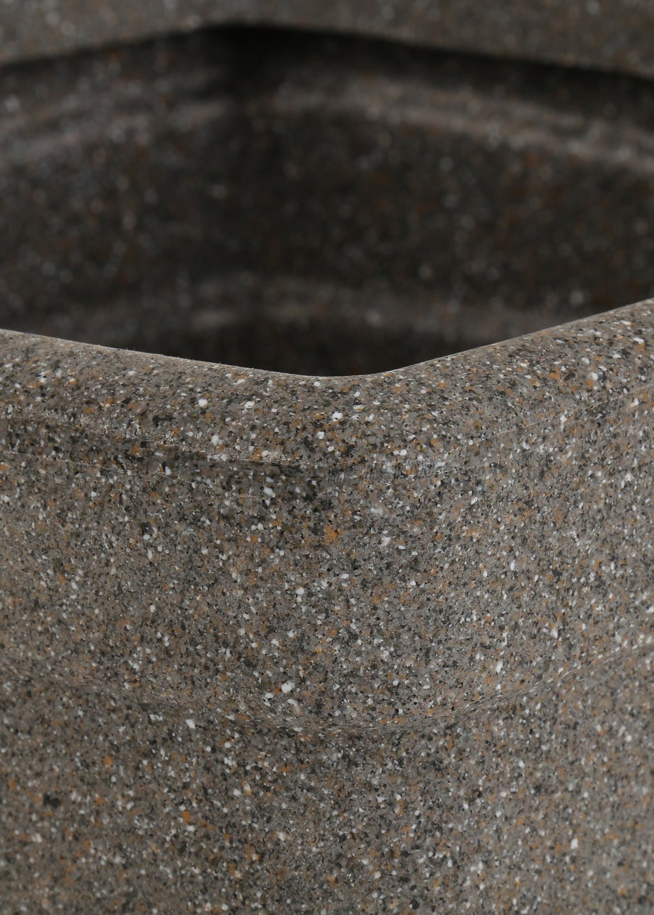 Charles Bentley Pair of Trojan Square Granite Planters Grey Plastic (Dia. 33cm)