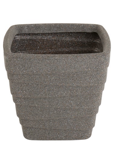 Charles Bentley Pair of Trojan Square Granite Planters Grey Plastic (Dia. 33cm)