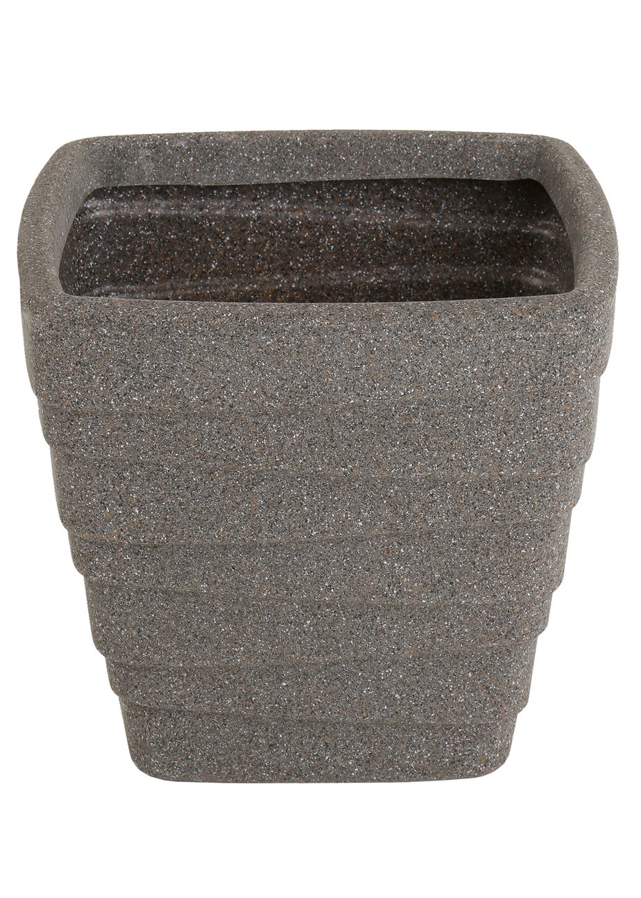 Charles Bentley Pair of Trojan Square Granite Planters Grey Plastic (Dia. 33cm)