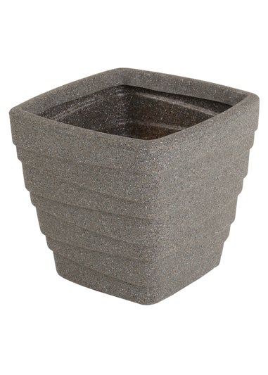 Charles Bentley Pair of Trojan Square Granite Planters Grey Plastic (Dia. 33cm)