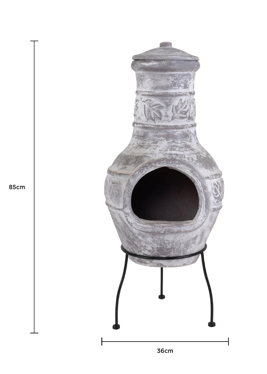 Charles Bentley Outdoor Medium Natural Clay Chiminea Patio Heater Firepit (H85cm x W36cm)