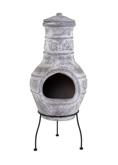 Charles Bentley Outdoor Medium Natural Clay Chiminea Patio Heater Firepit (H85cm x W36cm)