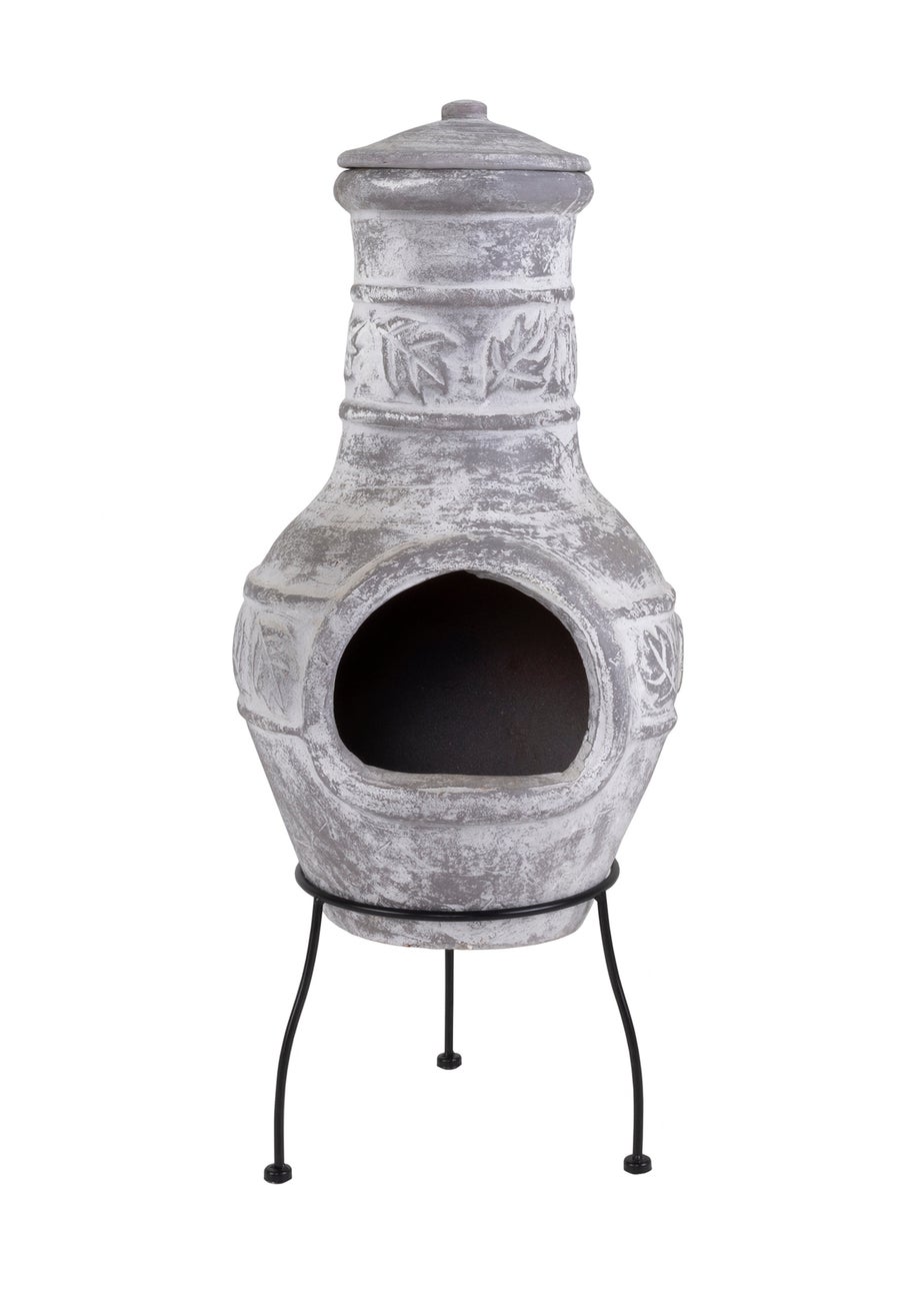 Charles Bentley Outdoor Medium Natural Clay Chiminea Patio Heater Firepit (H85cm x W36cm)
