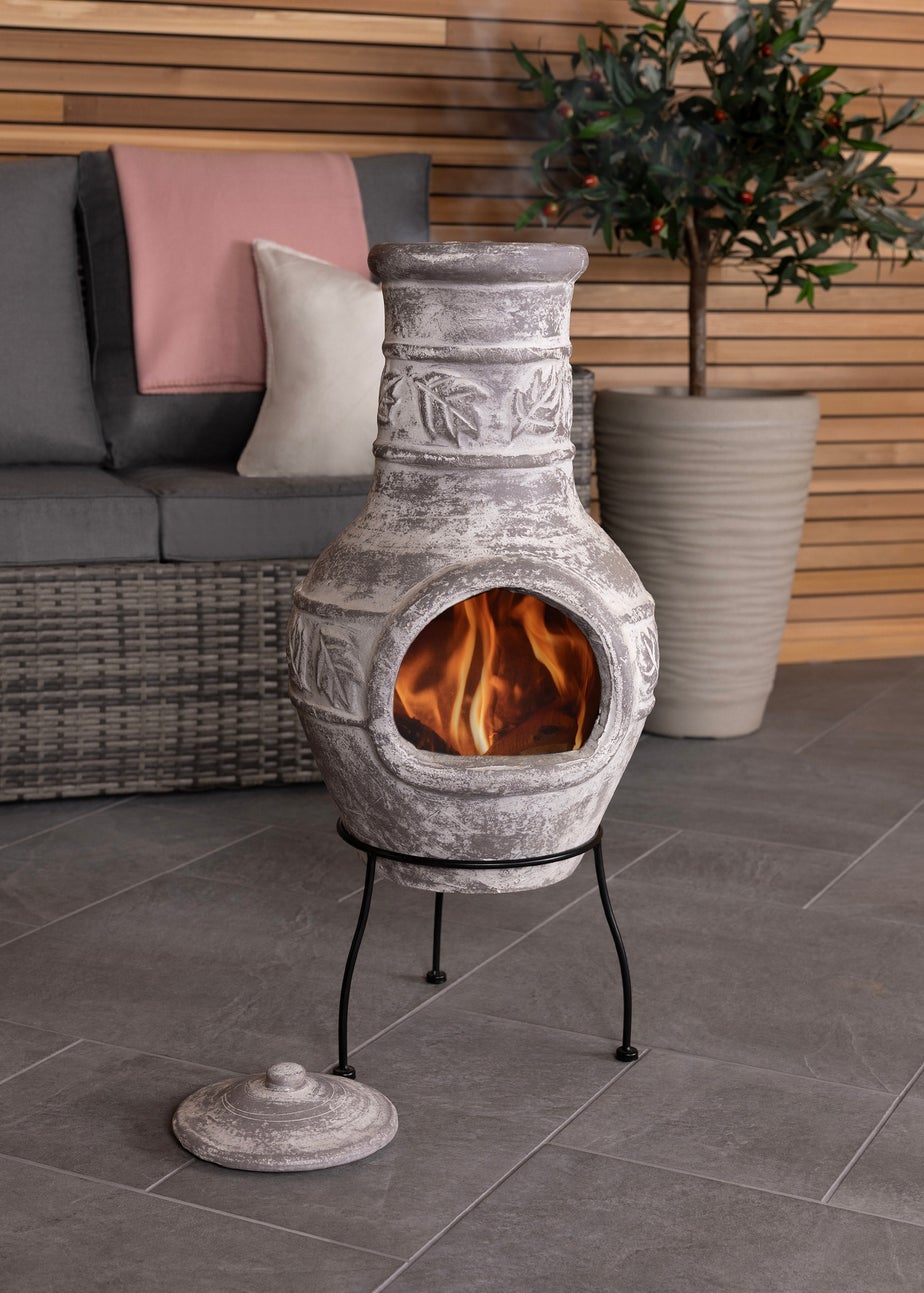 Charles Bentley Outdoor Medium Natural Clay Chiminea Patio Heater Firepit (H85cm x W36cm)