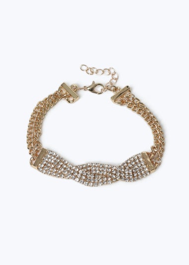 Muse Gold Rhinestone Twist Bracelet