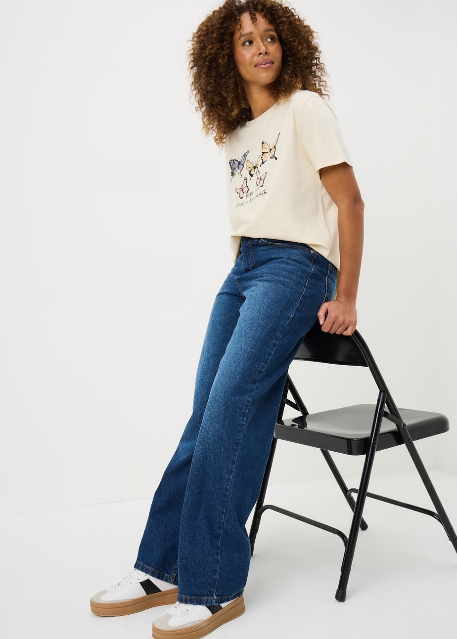 Cream Butterfly Graphic T-Shirt