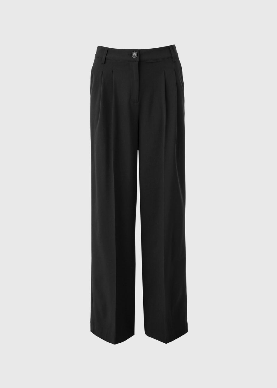 Et Vous Petite Black Pleat Front Wide Leg Trousers