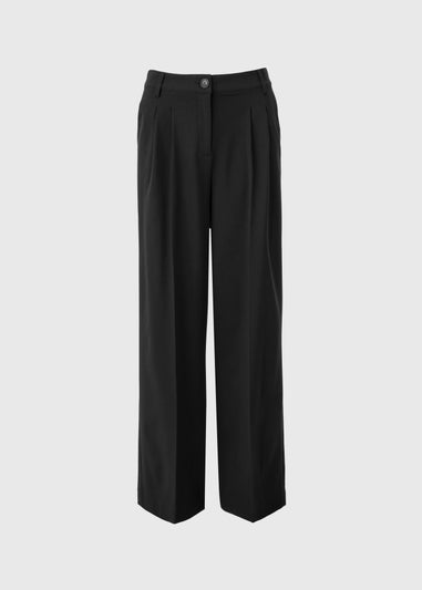 Et Vous Petite Black Pleat Front Wide Leg Trousers