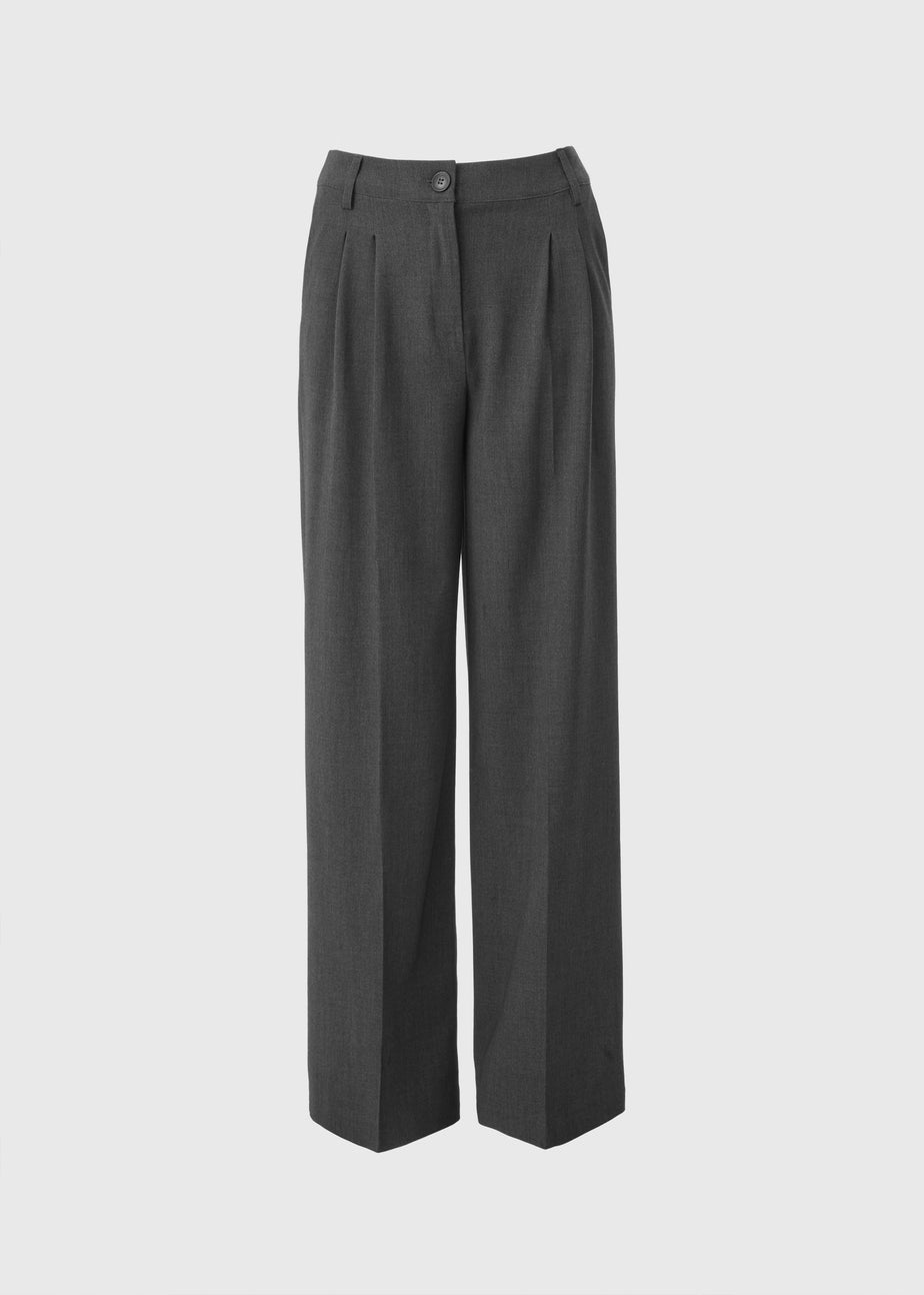 Et Vous Petite Grey Pleat Wide Leg Trousers