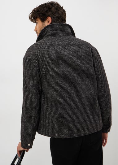 Grey Smart Check Zip Through Jacket