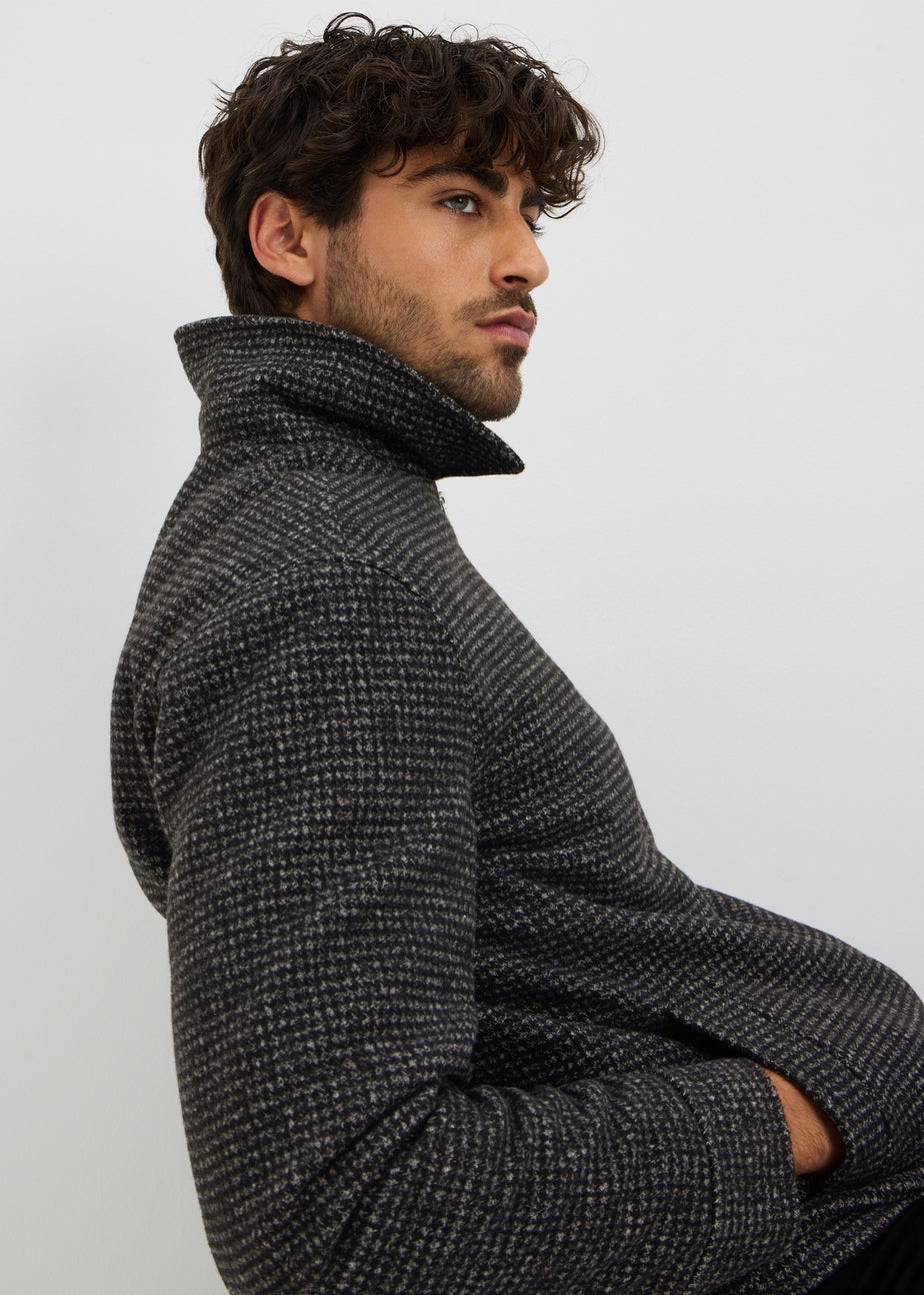 Grey Smart Check Zip Through Jacket