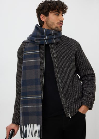 Grey Smart Check Zip Through Jacket