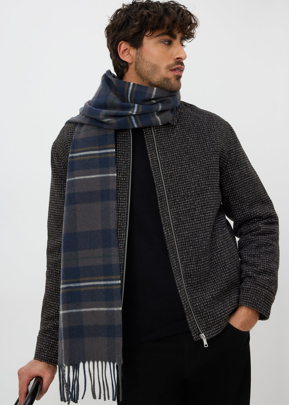 Grey Smart Check Zip Through Jacket