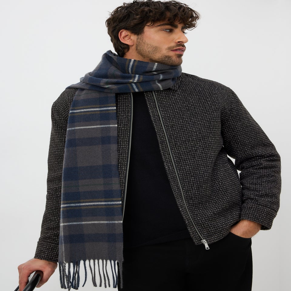 Grey Smart Check Zip Through Jacket